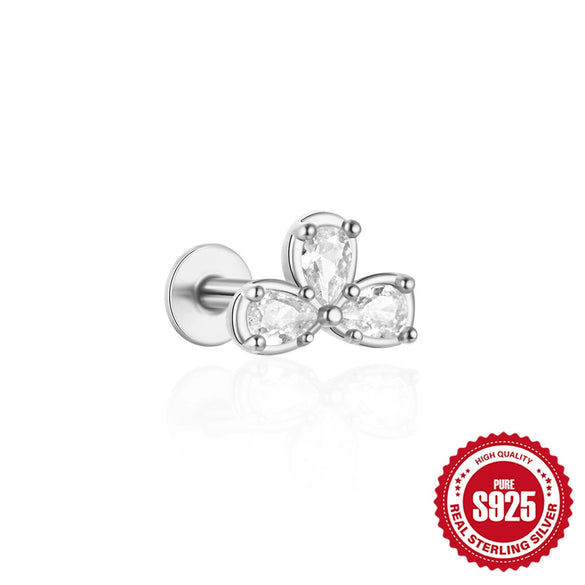 Wholesale S925 Sterling Silver Bow Triangle Geometric Flat Head Piercing Ear Nails Earrings With Environmental Protection Electroplating Unisex Cold Style