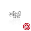 Wholesale S925 Sterling Silver Bow Triangle Geometric Flat Head Piercing Ear Nails Earrings With Environmental Protection Electroplating Unisex Cold Style
