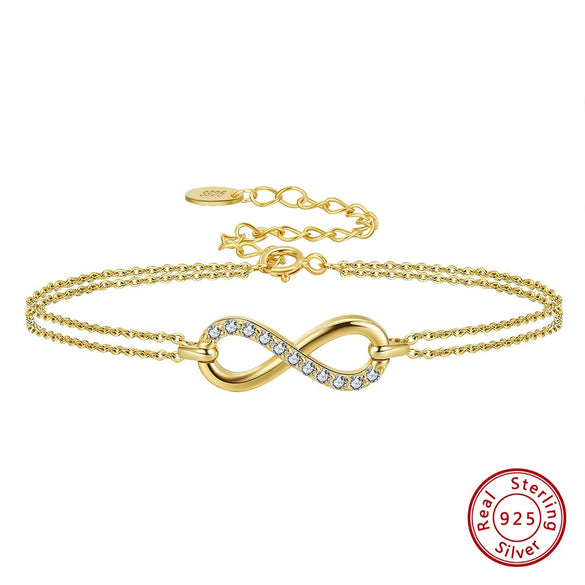 Wholesale S925 Sterling Silver Bracelet Bow Geometric 4A Zircon Electroplated