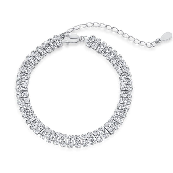 Wholesale S925 Sterling Silver Bracelet With High Carbon Diamond Square Zircon Geometric Design Electroplated For Women