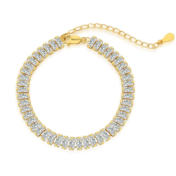 Wholesale S925 Sterling Silver Bracelet With High Carbon Diamond Square Zircon Geometric Design Electroplated For Women