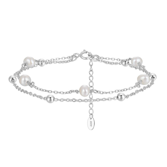 Wholesale S925 Sterling Silver Bracelet With Natural Freshwater Pearls Geometric Design Electroplating For Women