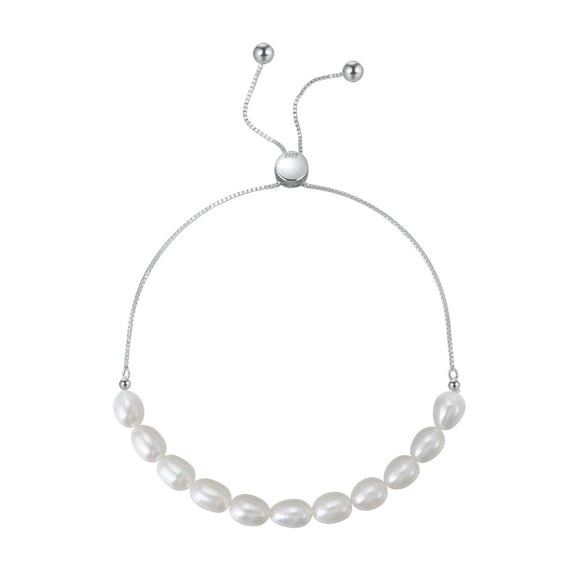 Wholesale S925 Sterling Silver Bracelet With Natural Freshwater Pearls Geometric Design Electroplating For Women