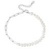 Wholesale S925 Sterling Silver Bracelet With Natural Freshwater Pearls Geometric Design Electroplating For Women