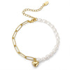 Wholesale S925 Sterling Silver Bracelet With Natural Freshwater Pearls Geometric Design Electroplating For Women