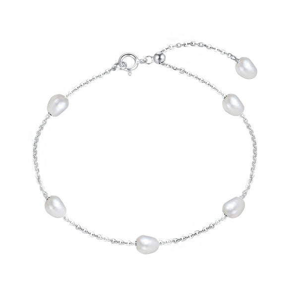 Wholesale S925 Sterling Silver Bracelet With Natural Freshwater Pearls Geometric Design Electroplating For Women