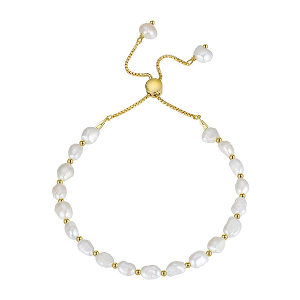 Wholesale S925 Sterling Silver Bracelet With Natural Freshwater Pearls Geometric Design Electroplating For Women