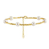 Wholesale S925 Sterling Silver Bracelet With Natural Freshwater Pearls Geometric Design Electroplating For Women
