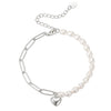 Wholesale S925 Sterling Silver Bracelet With Natural Freshwater Pearls Geometric Design Electroplating For Women