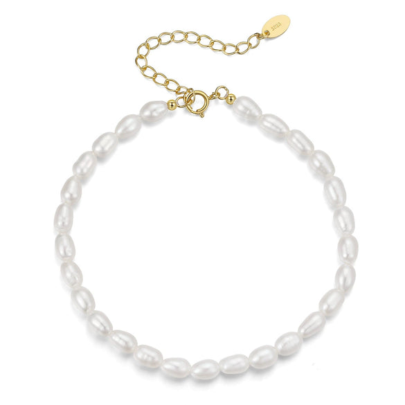 Wholesale S925 Sterling Silver Bracelet With Natural Freshwater Pearls Geometric Design Electroplating For Women