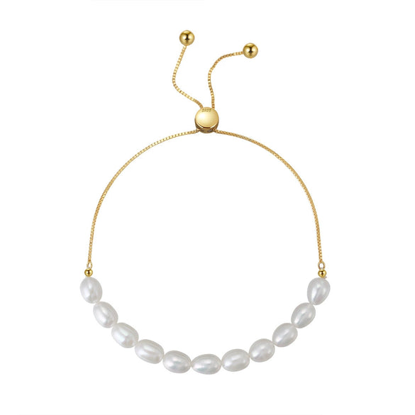 Wholesale S925 Sterling Silver Bracelet With Natural Freshwater Pearls Geometric Design Electroplating For Women