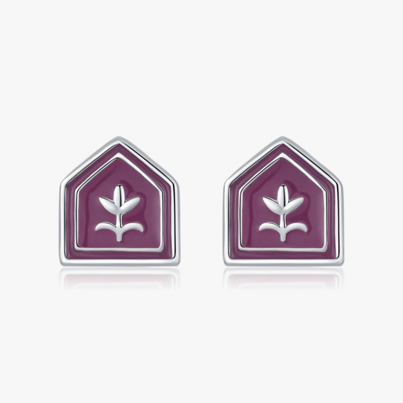 Wholesale S925 Sterling Silver British Vintage Geometric Tulip Enamel Badge Earrings For Women