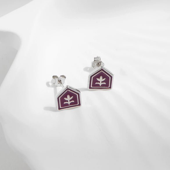 Wholesale S925 Sterling Silver British Vintage Geometric Tulip Enamel Badge Earrings For Women