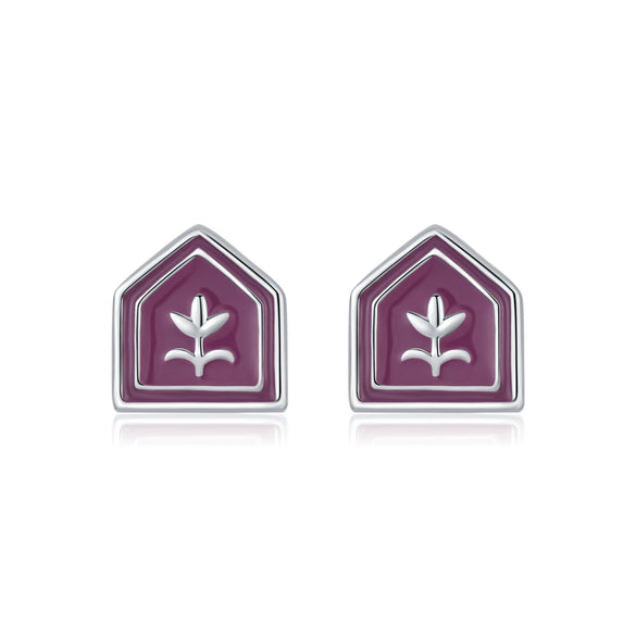 Wholesale S925 Sterling Silver British Vintage Geometric Tulip Enamel Badge Earrings For Women