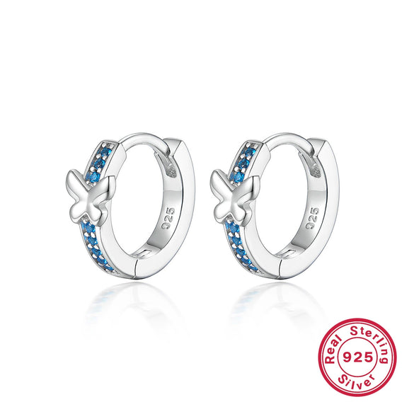 Wholesale S925 Sterling Silver Butterfly Diamond Earrings Minimalist Style