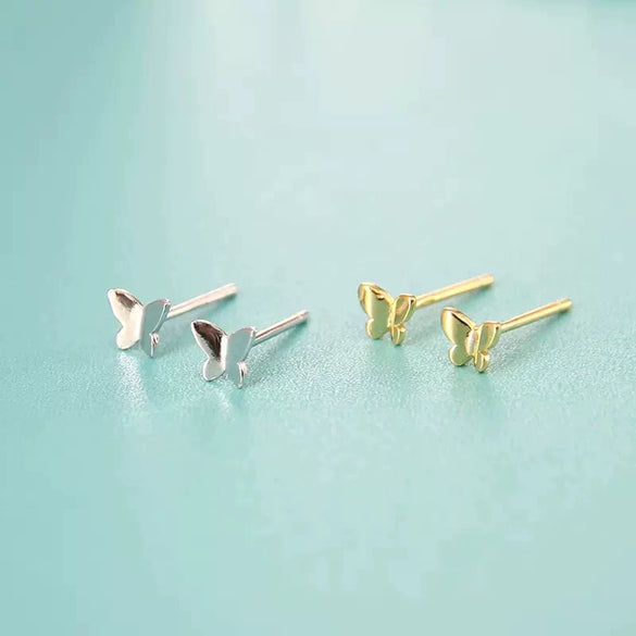 Wholesale S925 Sterling Silver Butterfly Earrings 14K Gold Plated Animal Style