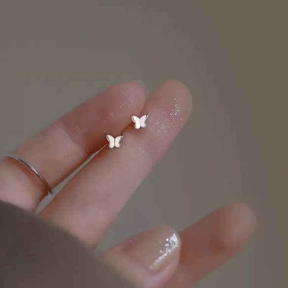 Wholesale S925 Sterling Silver Butterfly Earrings 14K Gold Plated Animal Style