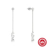 Wholesale S925 Sterling Silver Butterfly Geometric Tassel Chain Letter Earrings With Opal Diamond Embedded And Electroplating Treatment