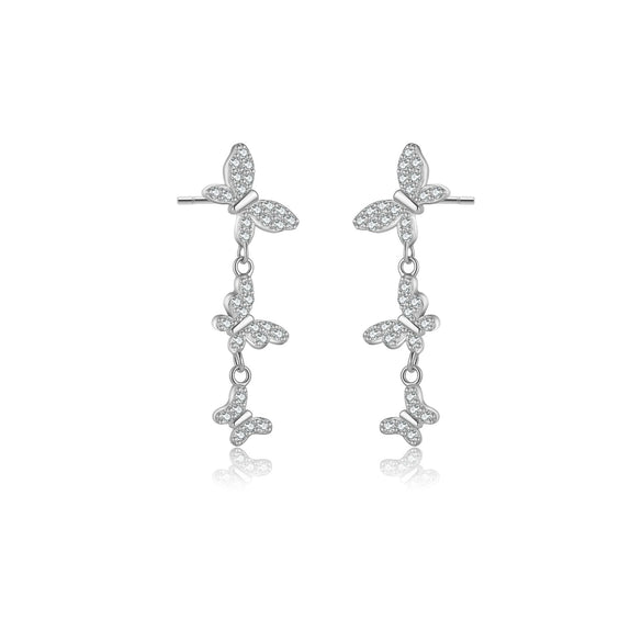 Wholesale S925 Sterling Silver Butterfly Pendant Earrings For Women Light Luxury Sweet Animal Style