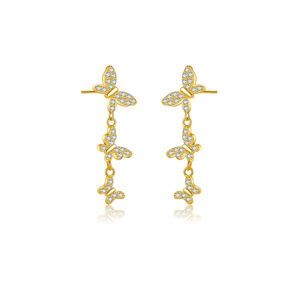 Wholesale S925 Sterling Silver Butterfly Pendant Earrings For Women Light Luxury Sweet Animal Style