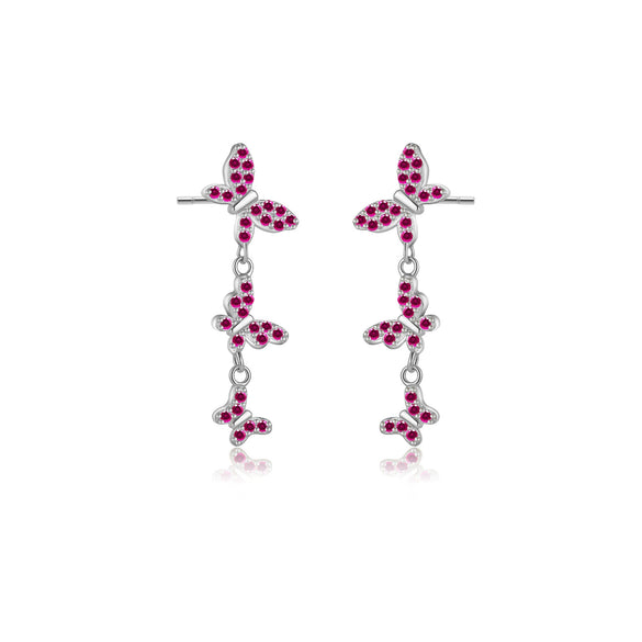 Wholesale S925 Sterling Silver Butterfly Pendant Earrings For Women Light Luxury Sweet Animal Style
