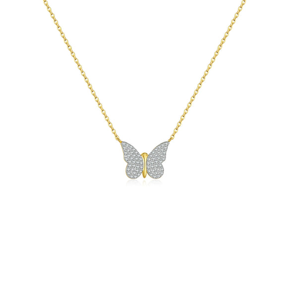 Wholesale S925 Sterling Silver Butterfly Pendant Necklace For Women With Full Diamond High End Delicate Design Platinum Or 18K Gold Electroplated