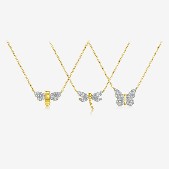 Wholesale S925 Sterling Silver Butterfly Pendant Necklace For Women With Full Diamond High End Delicate Design Platinum Or 18K Gold Electroplated