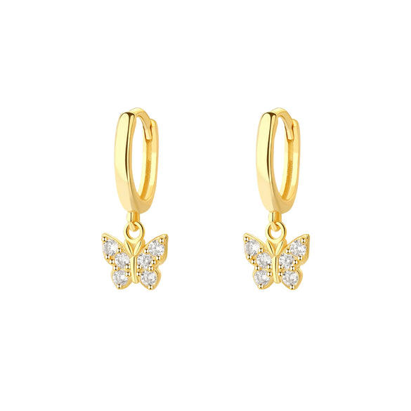 Wholesale S925 Sterling Silver Butterfly Zircon Geometric Women's Earrings
