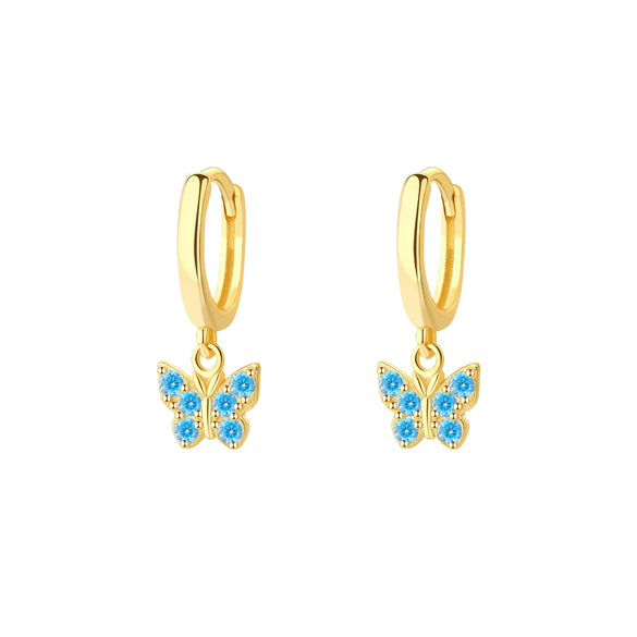 Wholesale S925 Sterling Silver Butterfly Zircon Geometric Women's Earrings
