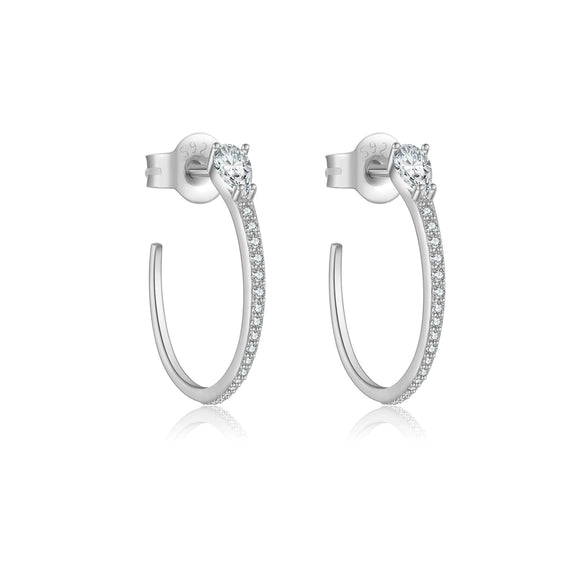 Wholesale S925 Sterling Silver C Shaped Electroplated Micro Inlaid Zircon Women's Earrings