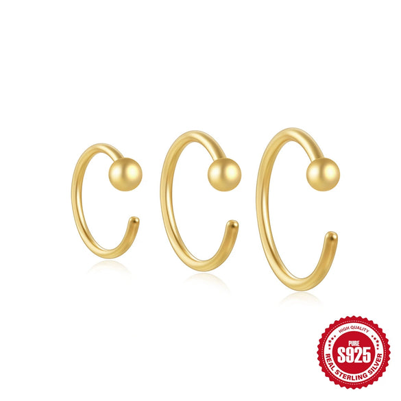 Wholesale S925 Sterling Silver C Shaped Four Claw Diamond Piercing Ear Clip Earrings With Geometric Pattern And Electroplating Treatment For Women