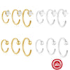 Wholesale S925 Sterling Silver C Shaped Four Claw Diamond Piercing Ear Clip Earrings With Geometric Pattern And Electroplating Treatment For Women