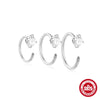 Wholesale S925 Sterling Silver C Shaped Four Claw Diamond Piercing Ear Clip Earrings With Geometric Pattern And Electroplating Treatment For Women
