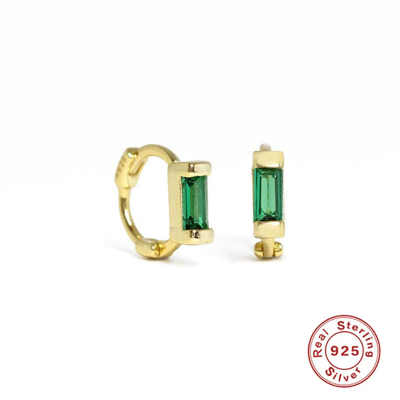 Wholesale S925 Sterling Silver Cartilage Earring With Square Diamond Ear Buckle And Single Diamond Simple Geometric Style Electroplated