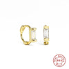 Wholesale S925 Sterling Silver Cartilage Earring With Square Diamond Ear Buckle And Single Diamond Simple Geometric Style Electroplated