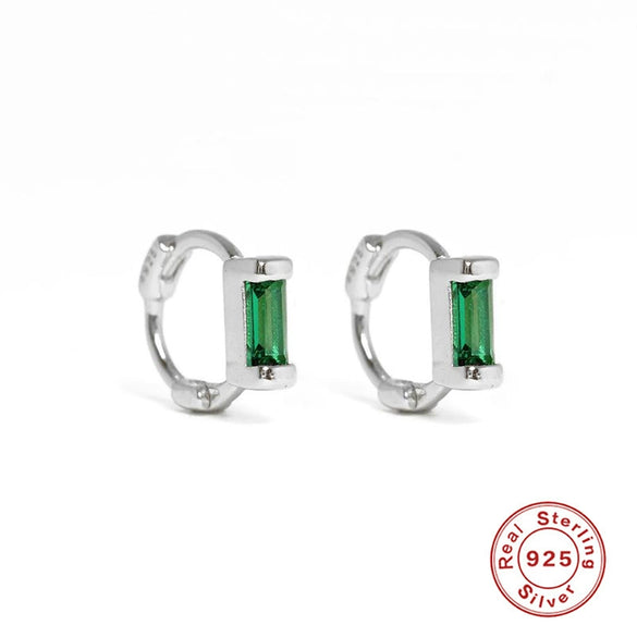 Wholesale S925 Sterling Silver Cartilage Earring With Square Diamond Ear Buckle And Single Diamond Simple Geometric Style Electroplated