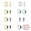 Wholesale S925 Sterling Silver Cartilage Earring With Square Diamond Ear Buckle And Single Diamond Simple Geometric Style Electroplated