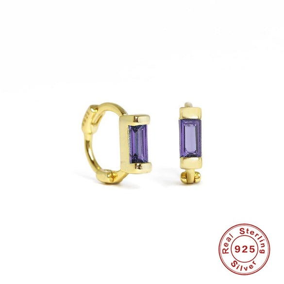 Wholesale S925 Sterling Silver Cartilage Earring With Square Diamond Ear Buckle And Single Diamond Simple Geometric Style Electroplated