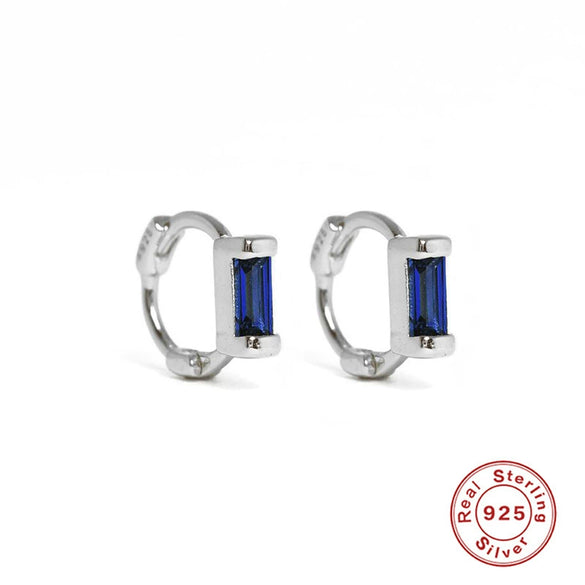 Wholesale S925 Sterling Silver Cartilage Earring With Square Diamond Ear Buckle And Single Diamond Simple Geometric Style Electroplated