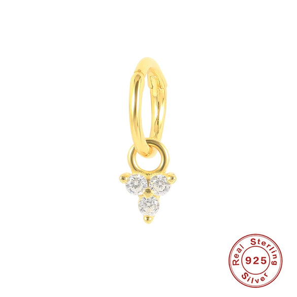 Wholesale S925 Sterling Silver Cartilage Piercing Single Earrings With Diamond Embedded Geometric Style Electroplated Ear Bone Stud Jewelry For Women