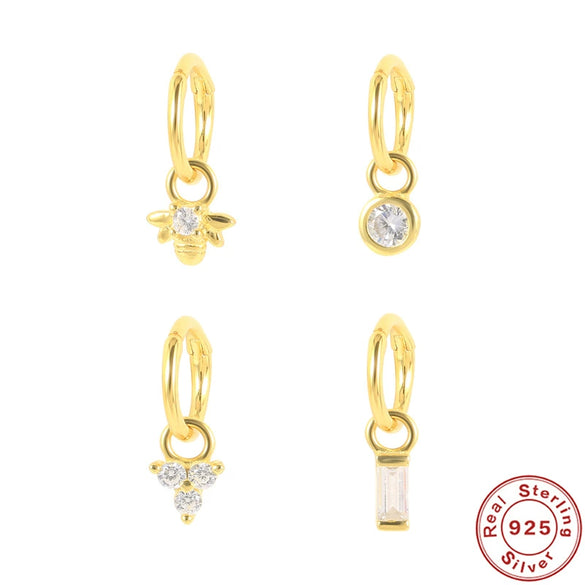 Wholesale S925 Sterling Silver Cartilage Piercing Single Earrings With Diamond Embedded Geometric Style Electroplated Ear Bone Stud Jewelry For Women