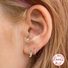 Wholesale S925 Sterling Silver Cartilage Piercing Single Earrings With Diamond Embedded Geometric Style Electroplated Ear Bone Stud Jewelry For Women