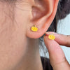 Wholesale S925 Sterling Silver Cartoon Fruit Pumpkin Design Electroplated 18K Gold Earrings For Women