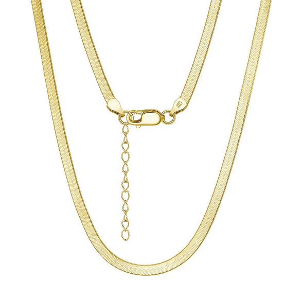 Wholesale S925 Sterling Silver Chain Blade Flat Snake Clavicle Chain Electroplated