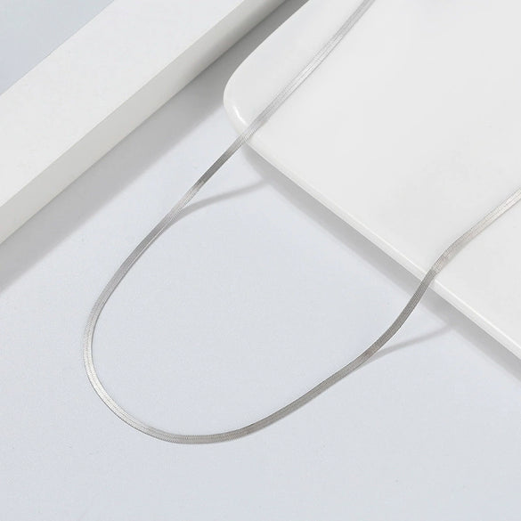 Wholesale S925 Sterling Silver Chain Blade Flat Snake Clavicle Chain Electroplated