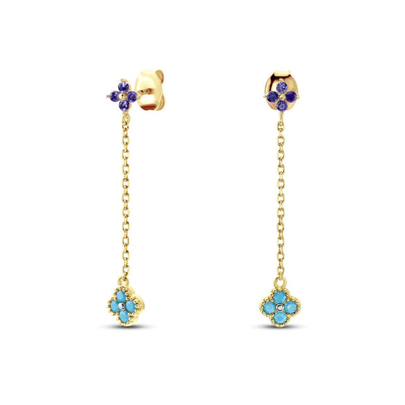 Wholesale S925 Sterling Silver Chain Tassel Petal Earrings With Geometric Pattern And Environmental Protection Electroplating