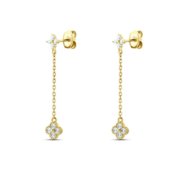Wholesale S925 Sterling Silver Chain Tassel Petal Earrings With Geometric Pattern And Environmental Protection Electroplating