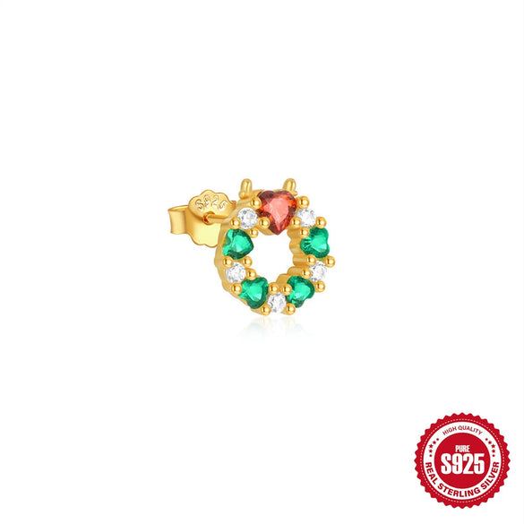 Wholesale S925 Sterling Silver Christmas Tree Geometric Antler Earrings With Electroplating Design For Women