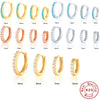 Wholesale S925 Sterling Silver Circle Earrings Set With Diamonds And Turquoise Electroplated With 18K Gold Simple Geometric Style For Women