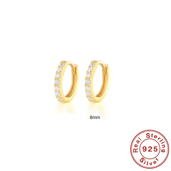 Wholesale S925 Sterling Silver Circle Earrings Set With Diamonds And Turquoise Electroplated With 18K Gold Simple Geometric Style For Women